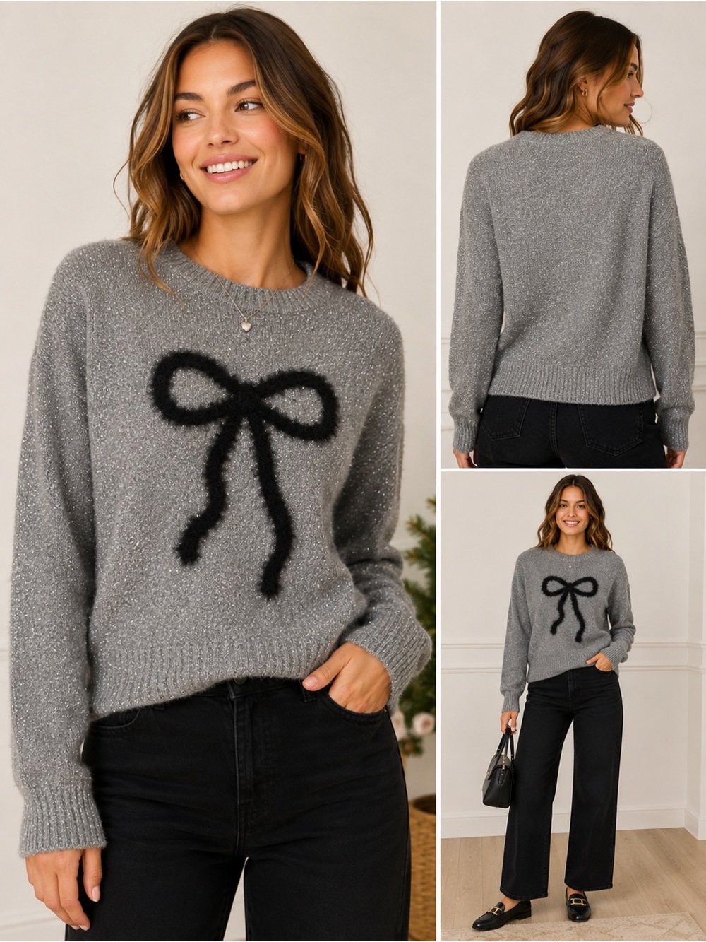 Maeve by Anthropologie Sparkle Bow Sweater – Size Small